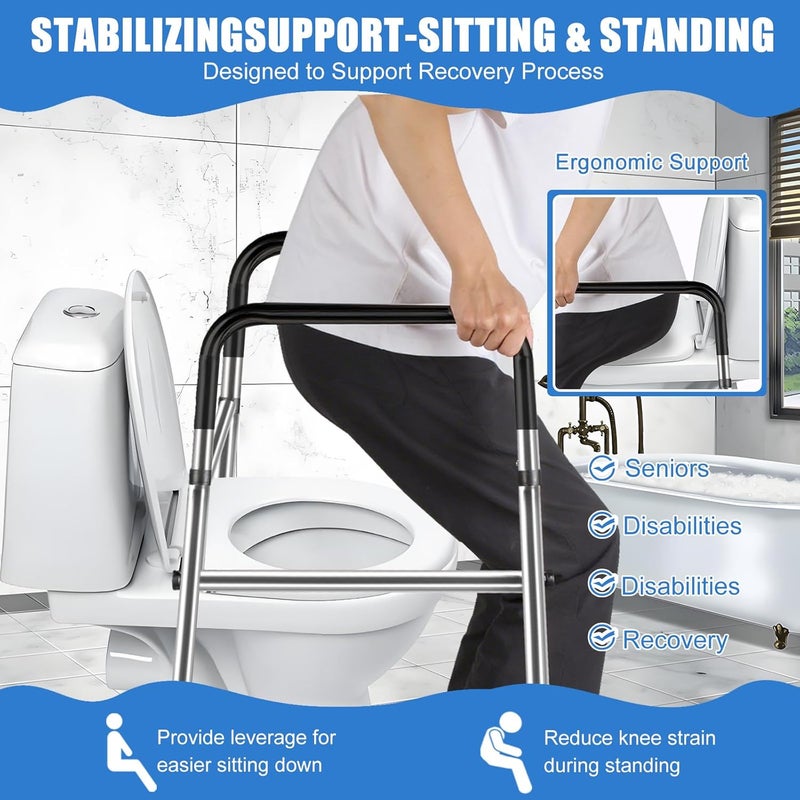 GOMTEFH Toilet Safety Rails, Adjustable Toilet Safety Frame & Rails, Toilet Safety Rail for Elderly Adults - Image 5